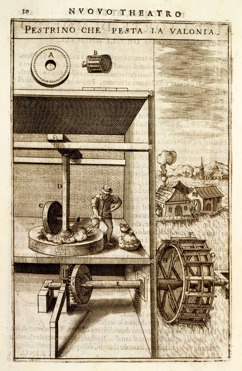 A Water-Powered Crushing or Milling Machine, 1607 by Vittorio Zonca