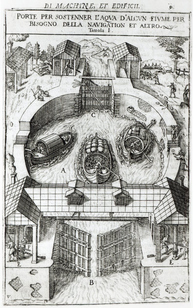 Design for a canal Lock, 1607 by Vittorio Zonca