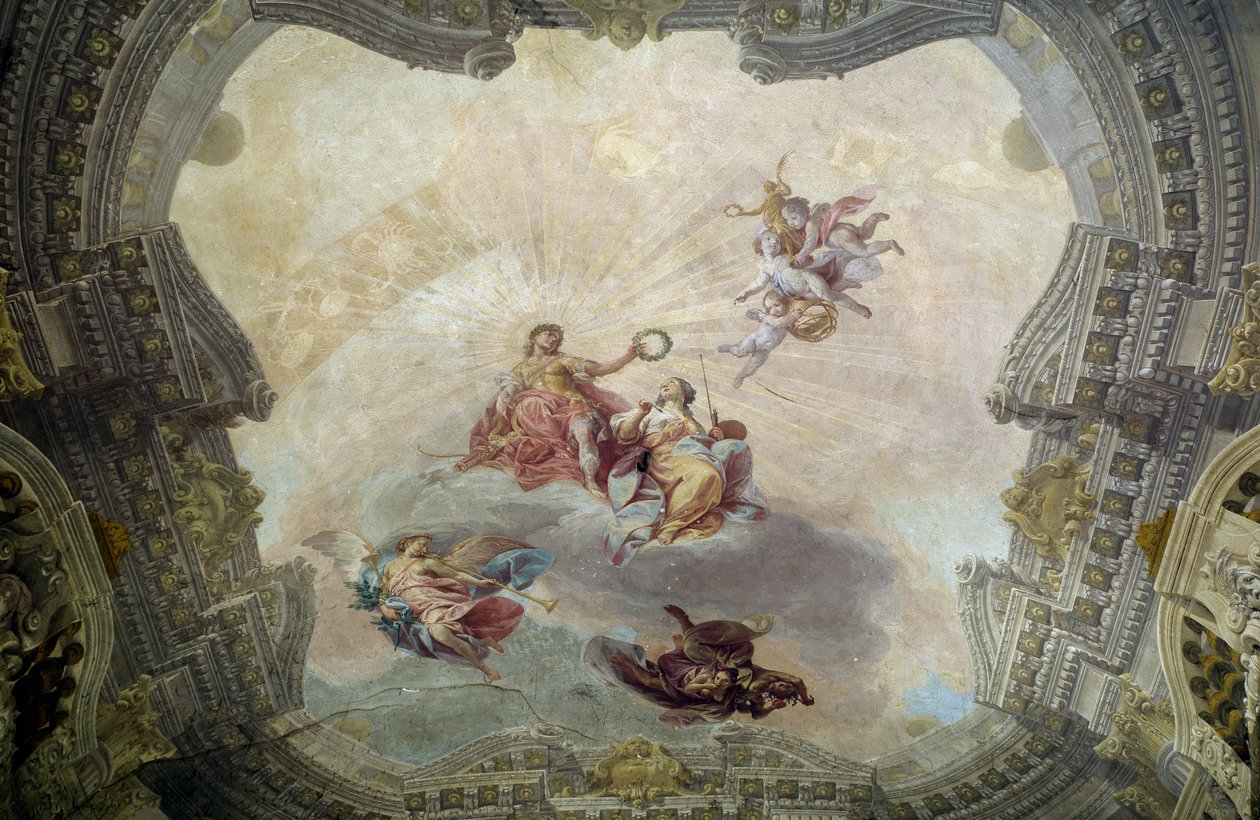 Apollo crowning painting by Vittorio Maria Bigari