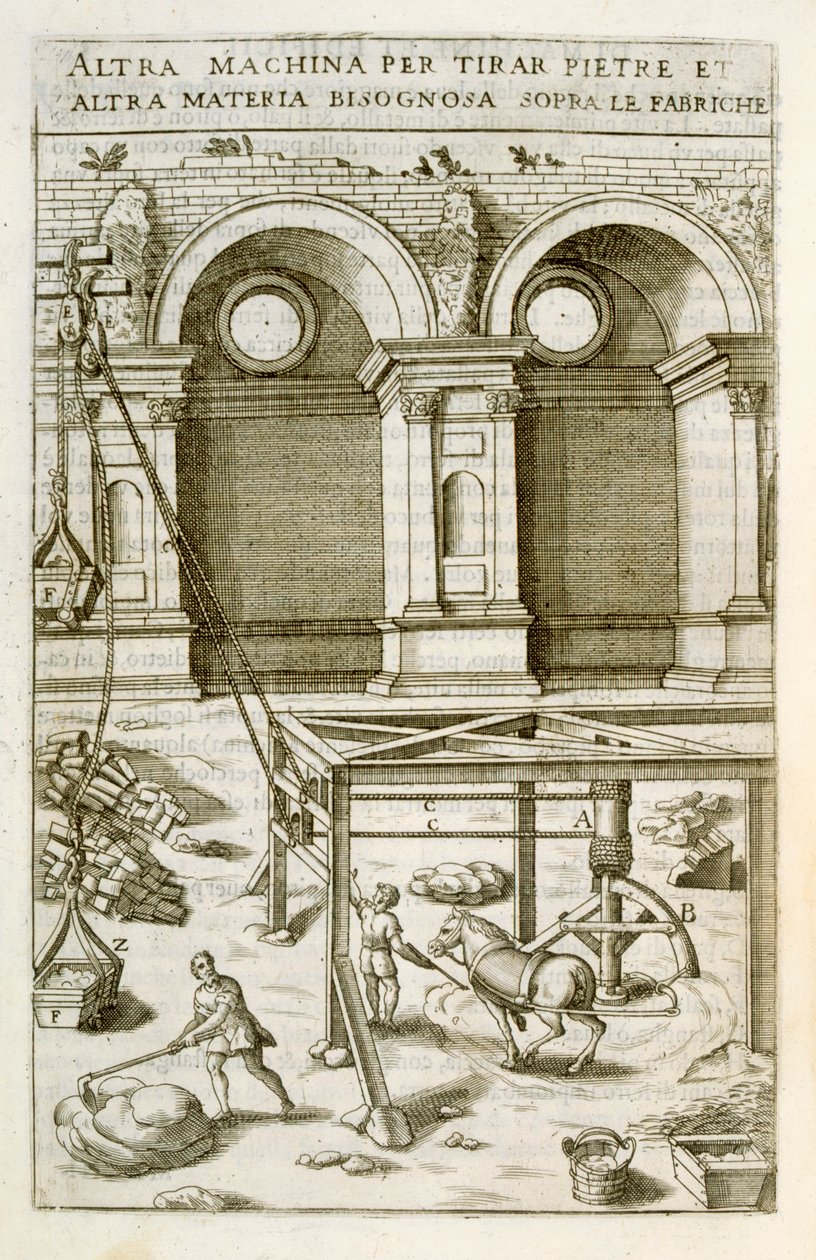 Horse-powered Machine for Lifting Building Materials, from 