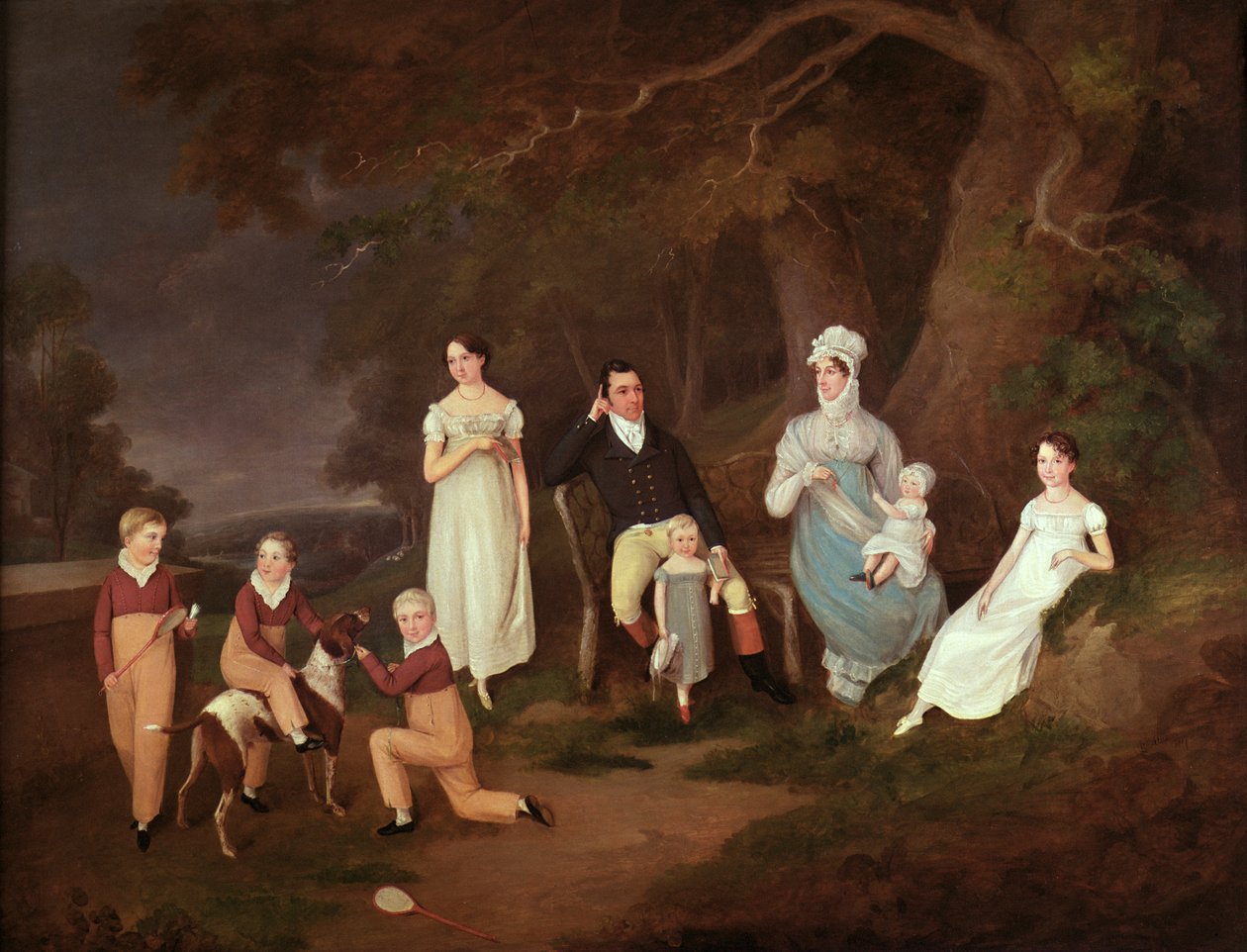 Group Portrait of a Squire, His Wife and Children on the Edge of the New Forest by W. Allison