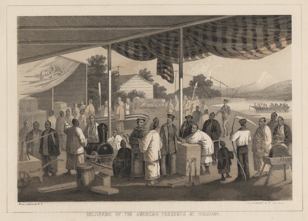 Delivering of the American Presents at Yokohama, 1855 by W. T. Peters