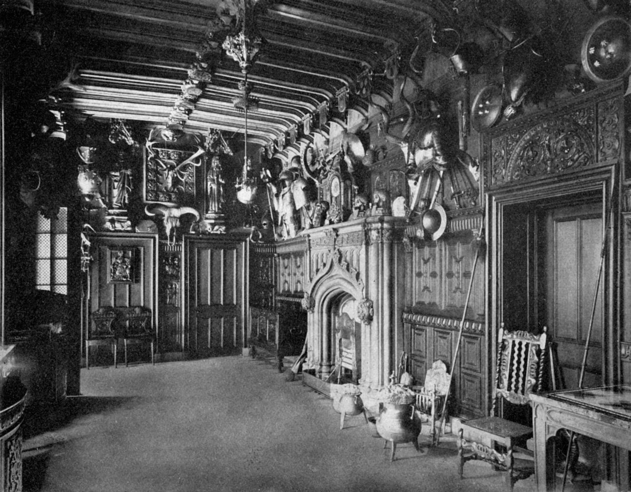 The Hall of Abbotsford Hall, Near Melrose, Scotland by WA Mansell