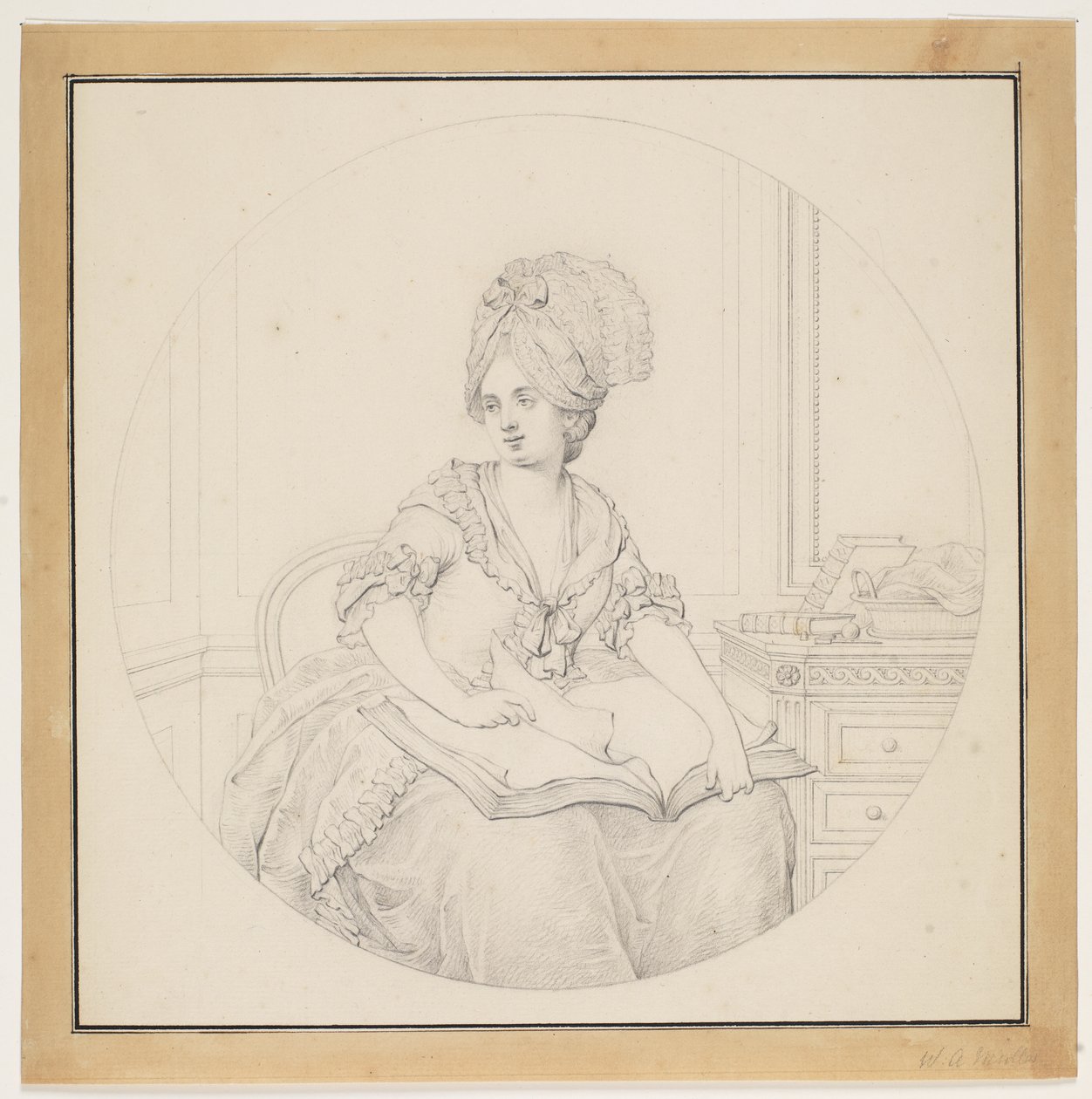 Young Lady, Leafing Through a Folio on Her Lap by W.A. Müller