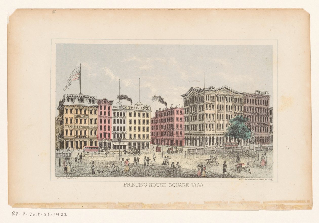 Park Row, Manhattan (Printing House Square 1868) by W.C. Rogers and Co.