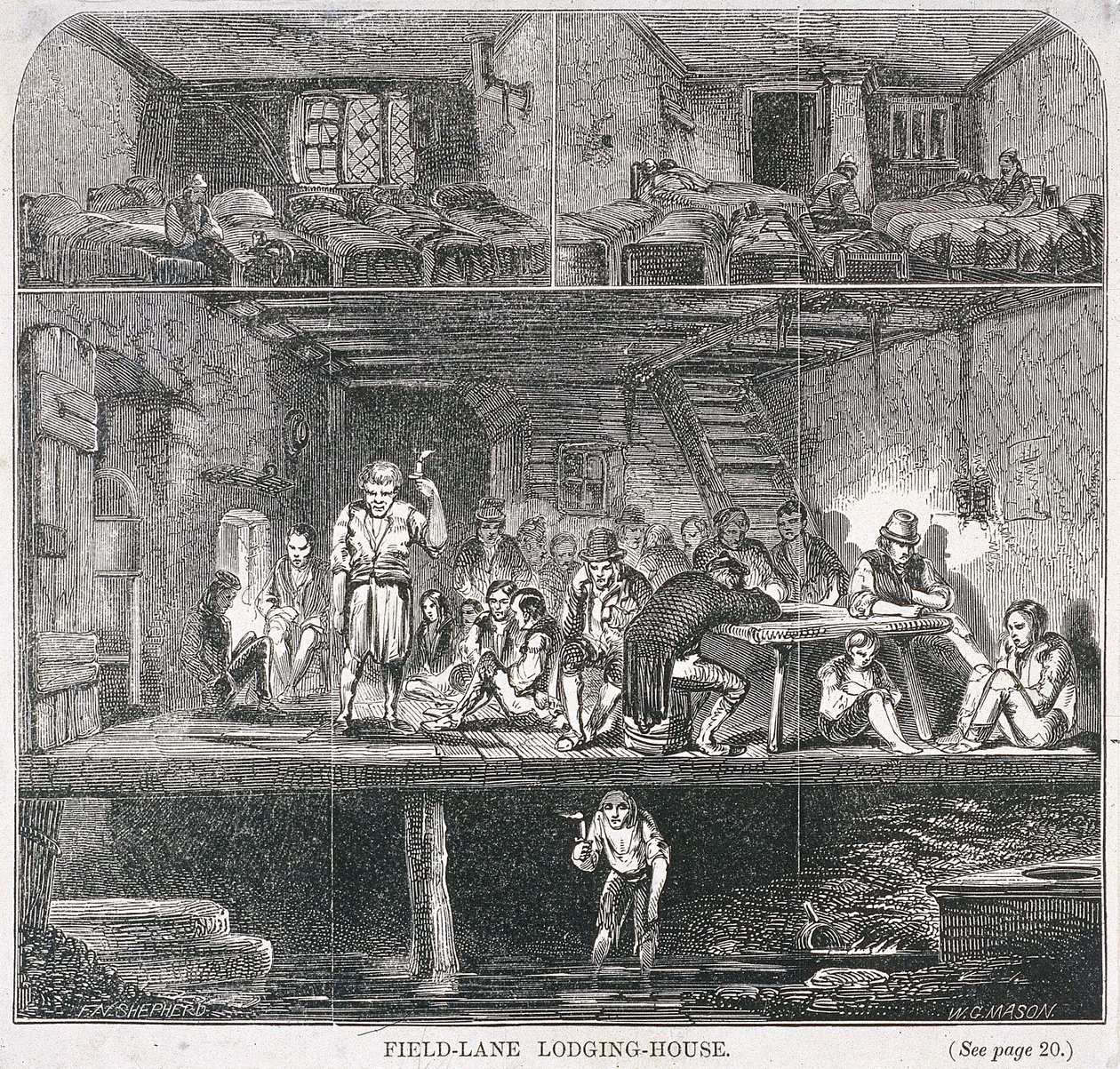 Field Lane Lodging House, London, 1847 by WG Mason
