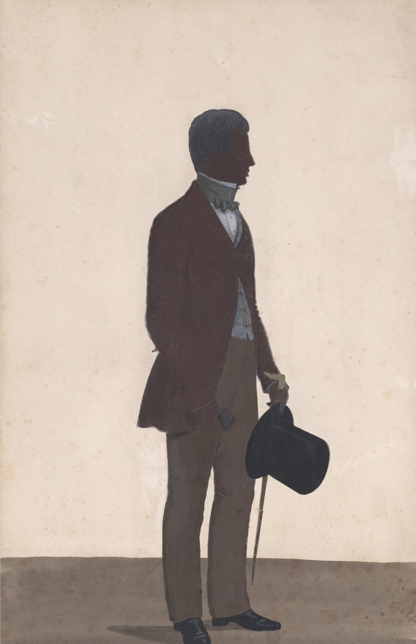 A young man, standing, full length silhouette, profile to right by WH Beaumont