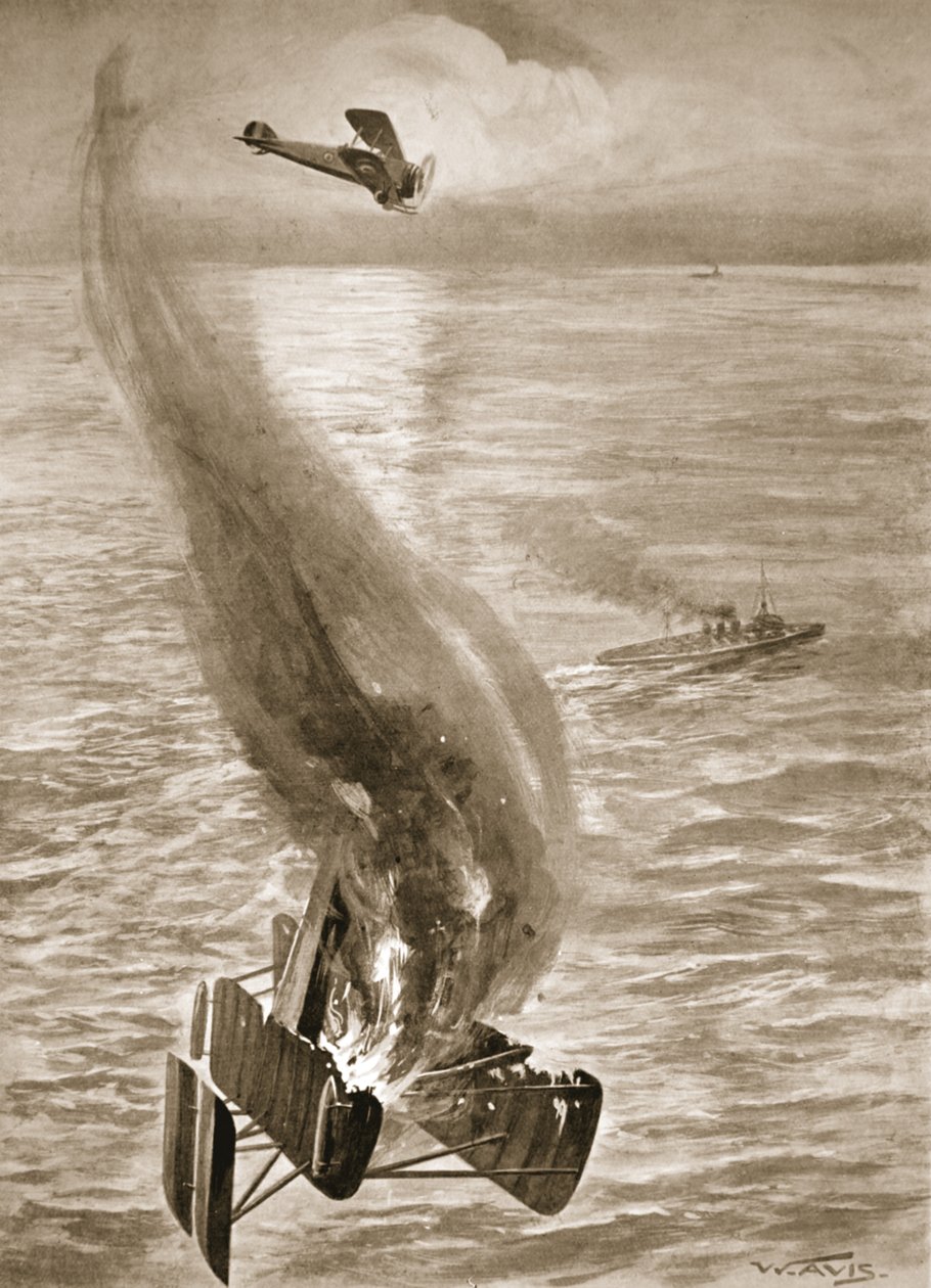 The destruction of a German seaplane by Flight-Sub-Lieutenant Ince off the Belgian Coast by W. Avis