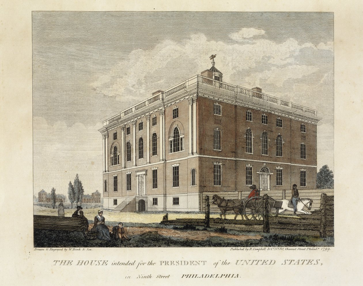 The House Intended for the President of the United States in Ninth Street Philadelphia by W. Birch and Son