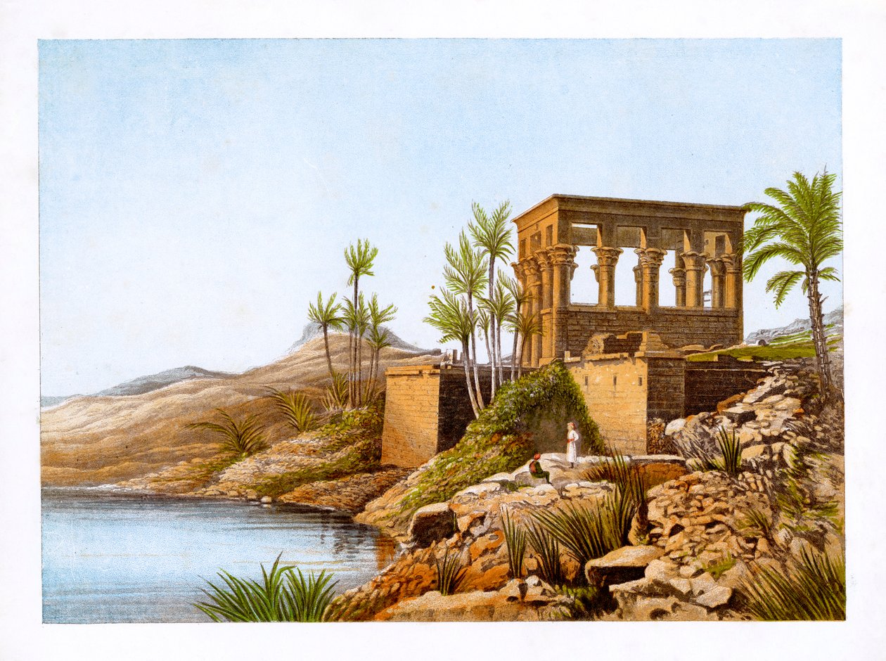 Egyptian temple by the River Nile, Egypt, c1870 by W. Dickens