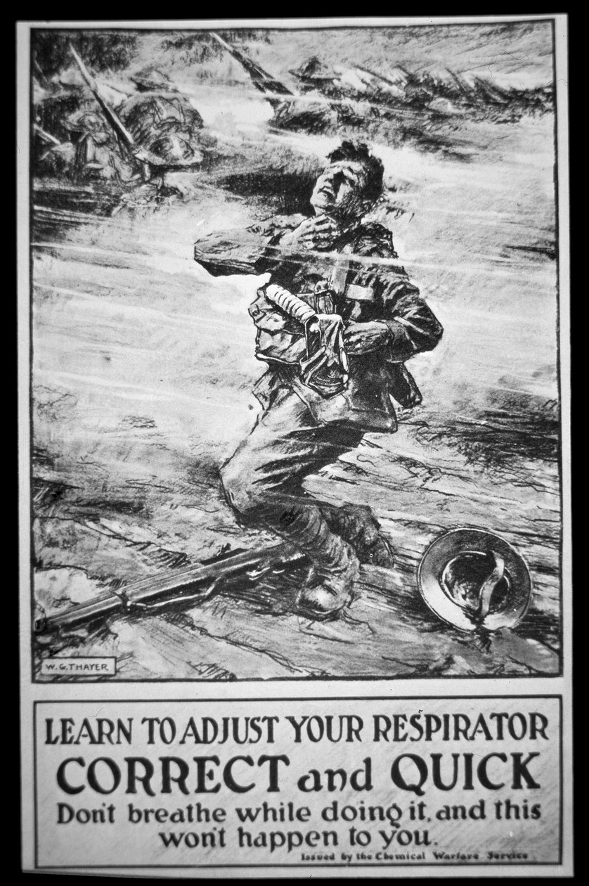 American Army poster warning of gas attack by W. G. (after) Thayer