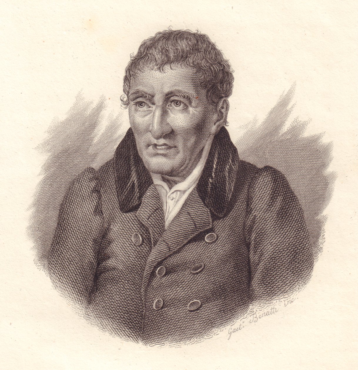 Portrait of Italian poet Jacopo Vittorelli, copper engraving by Bonatti by John Ward Dunsmore