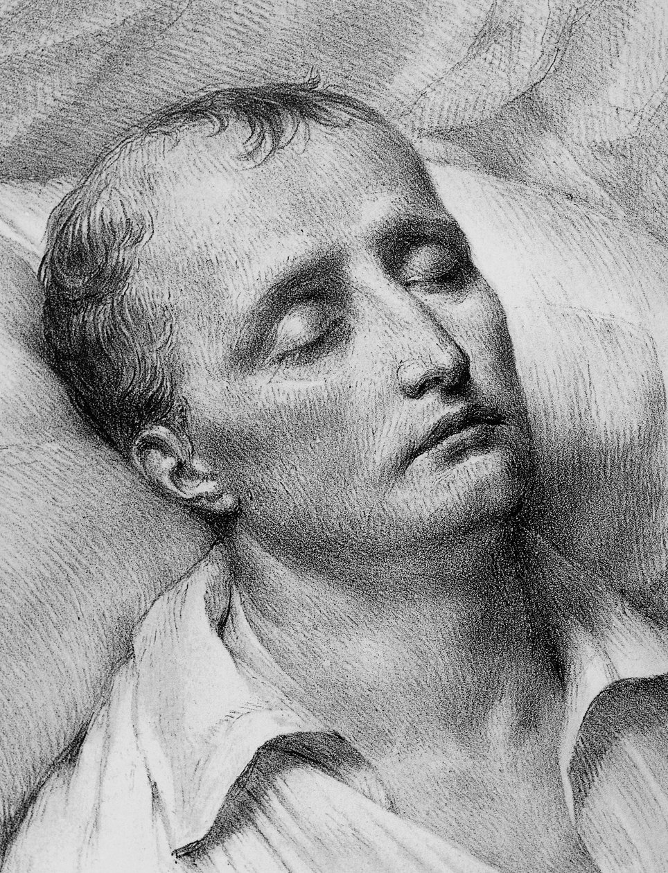 Portrait of Napoleon Bonaparte on his deathbed, lithograph by John Ward Dunsmore