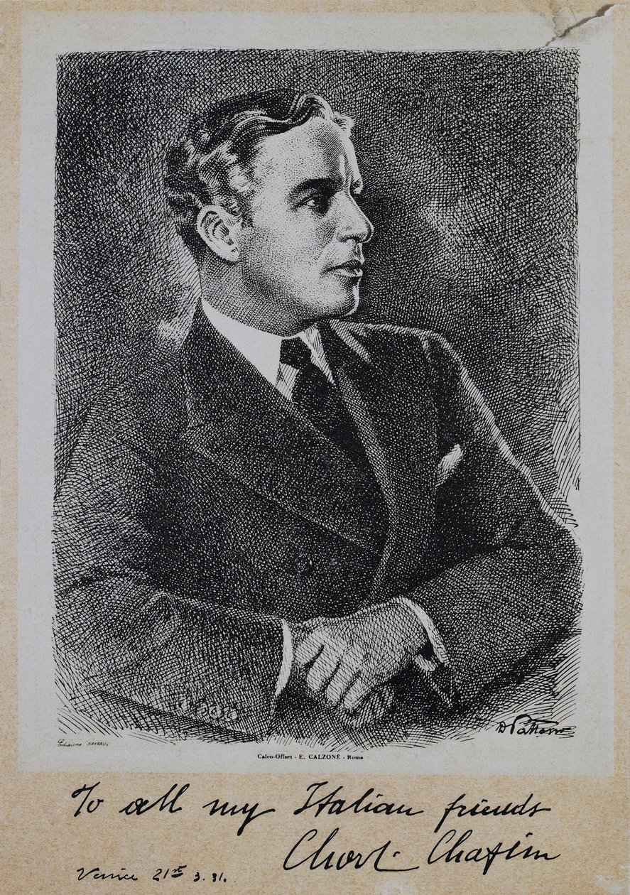 Portrait of Sir Charles Spencer Chaplin, English actor and director by John Ward Dunsmore