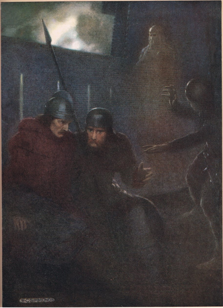 The ghost of Hamlet's father appears, from 'Hamlet' by William ...
