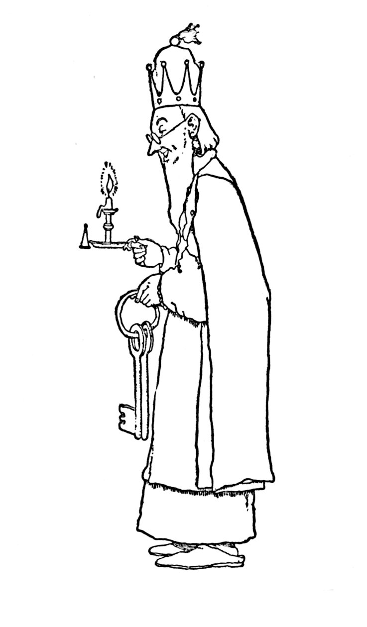 The Old King Himself Went Out to Open It, c1930 by William Heath Robinson