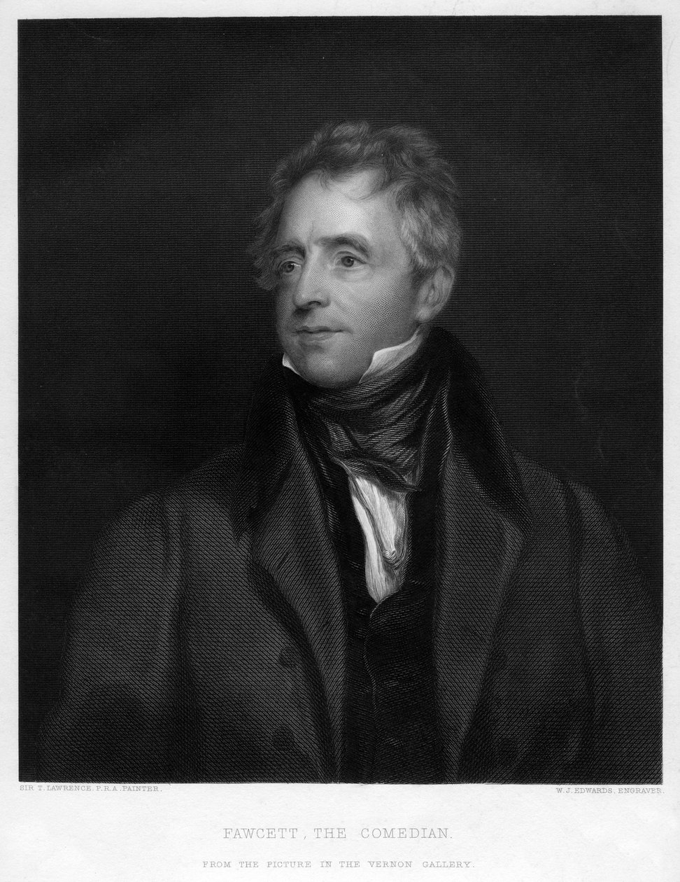 Fawcett, the Comedian, 1828 19th Century by W. J. Edwards