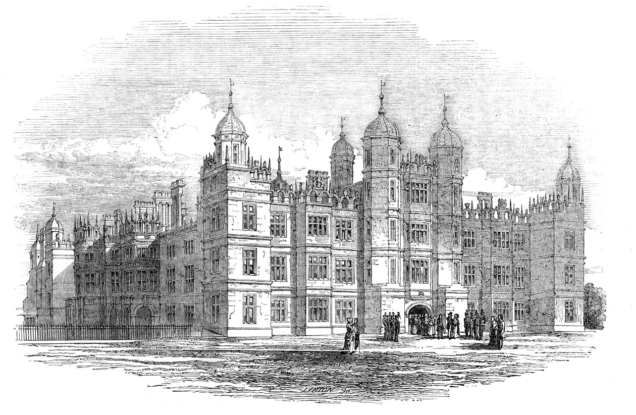 Burghley House - north front, 1844 by W. J. Linton
