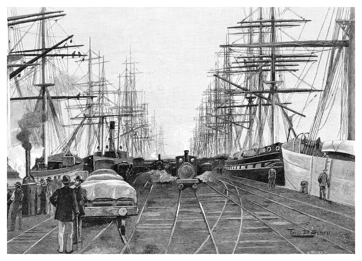 Port of Melbourne, Victoria, Australia, 1886 by W. Mollier