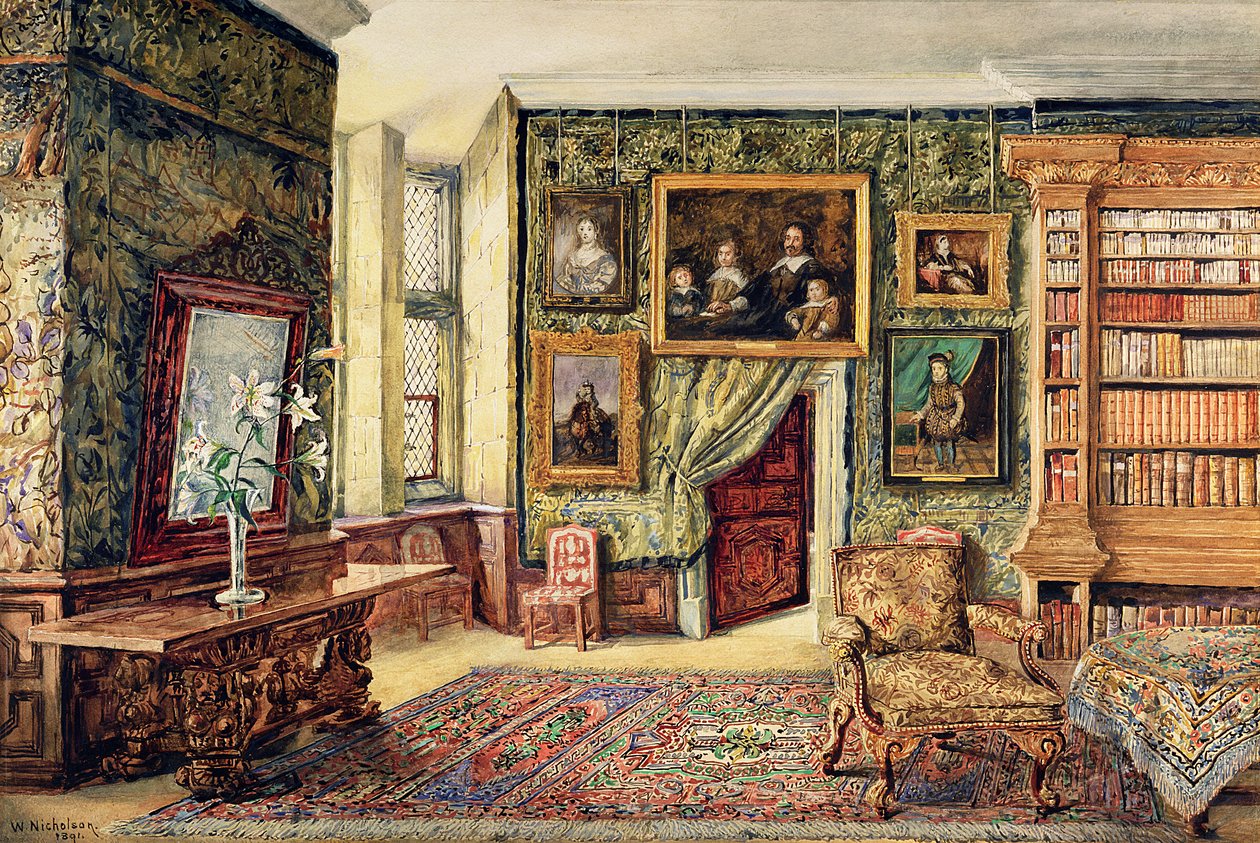 The Library at Hardwick Hall, Derbyshire, 1891