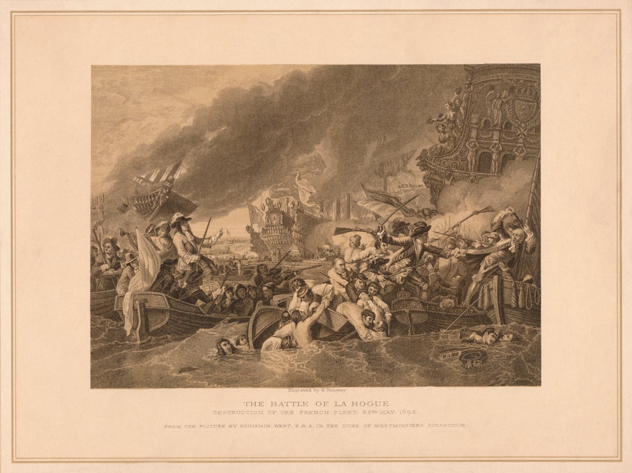 The Battle of La Hogue, 1692 by W Ridgway