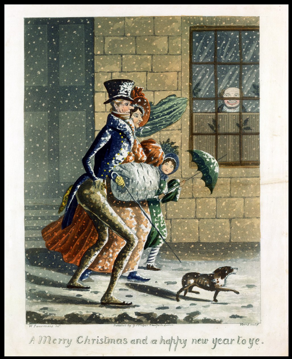 A Merry Christmas and Happy New Year to Ye, Victorian Christmas card by W. Summers