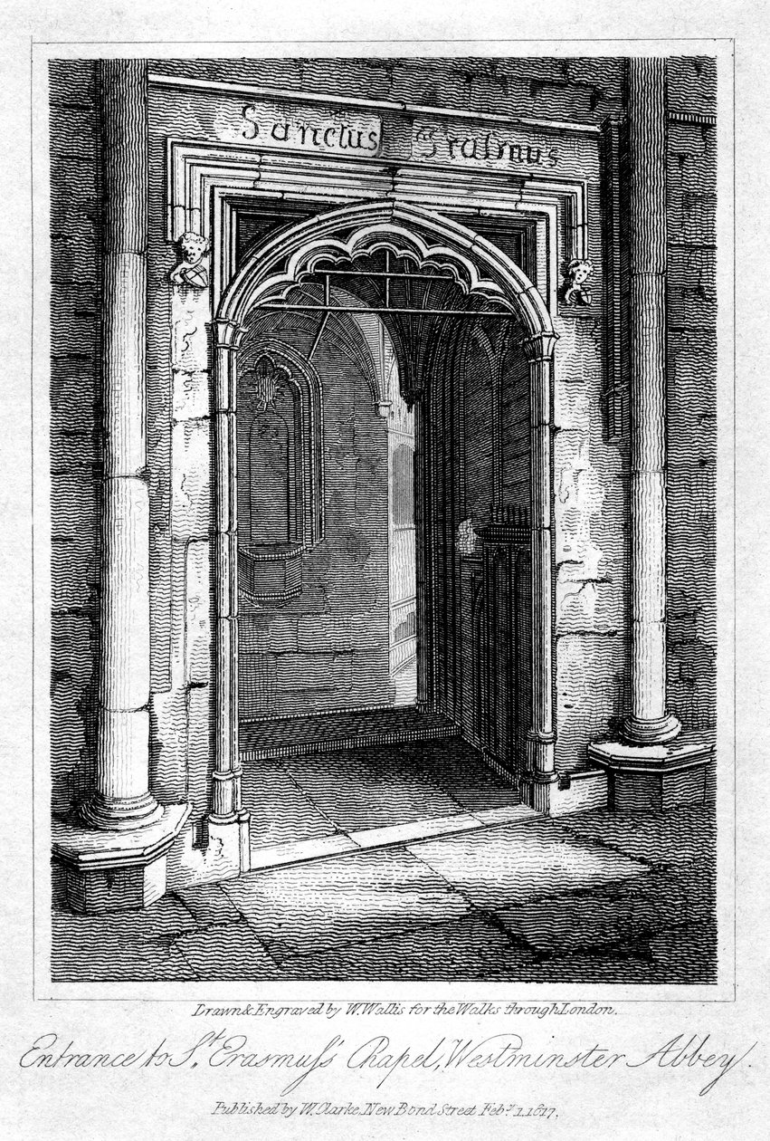 Entrance to St Erasmuss Chapel, Westminster Abbey, London by W. Wallis