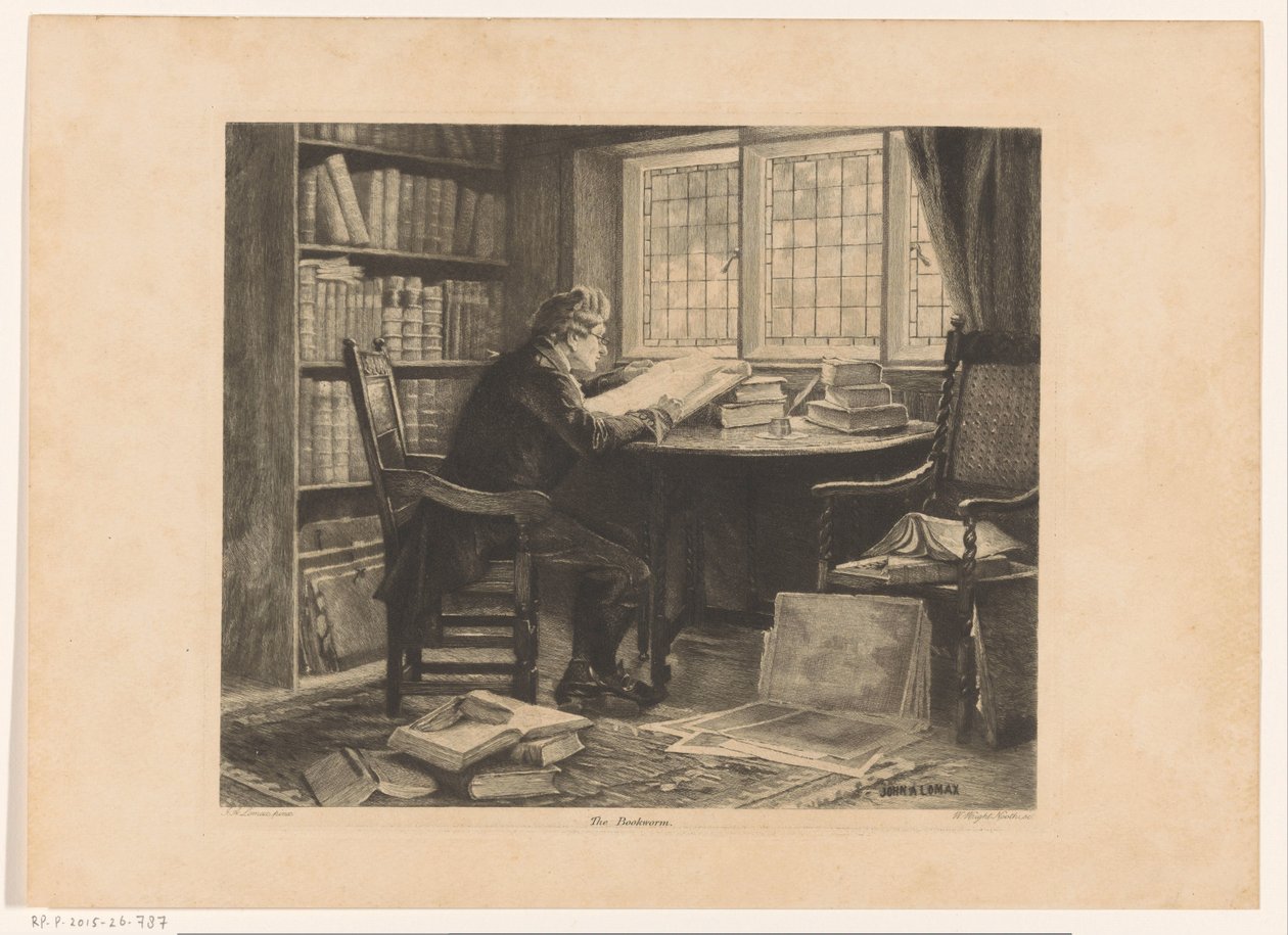 Reading Man by the Window of His Study (title on object: The Bookworm) by W. Wright Nooth