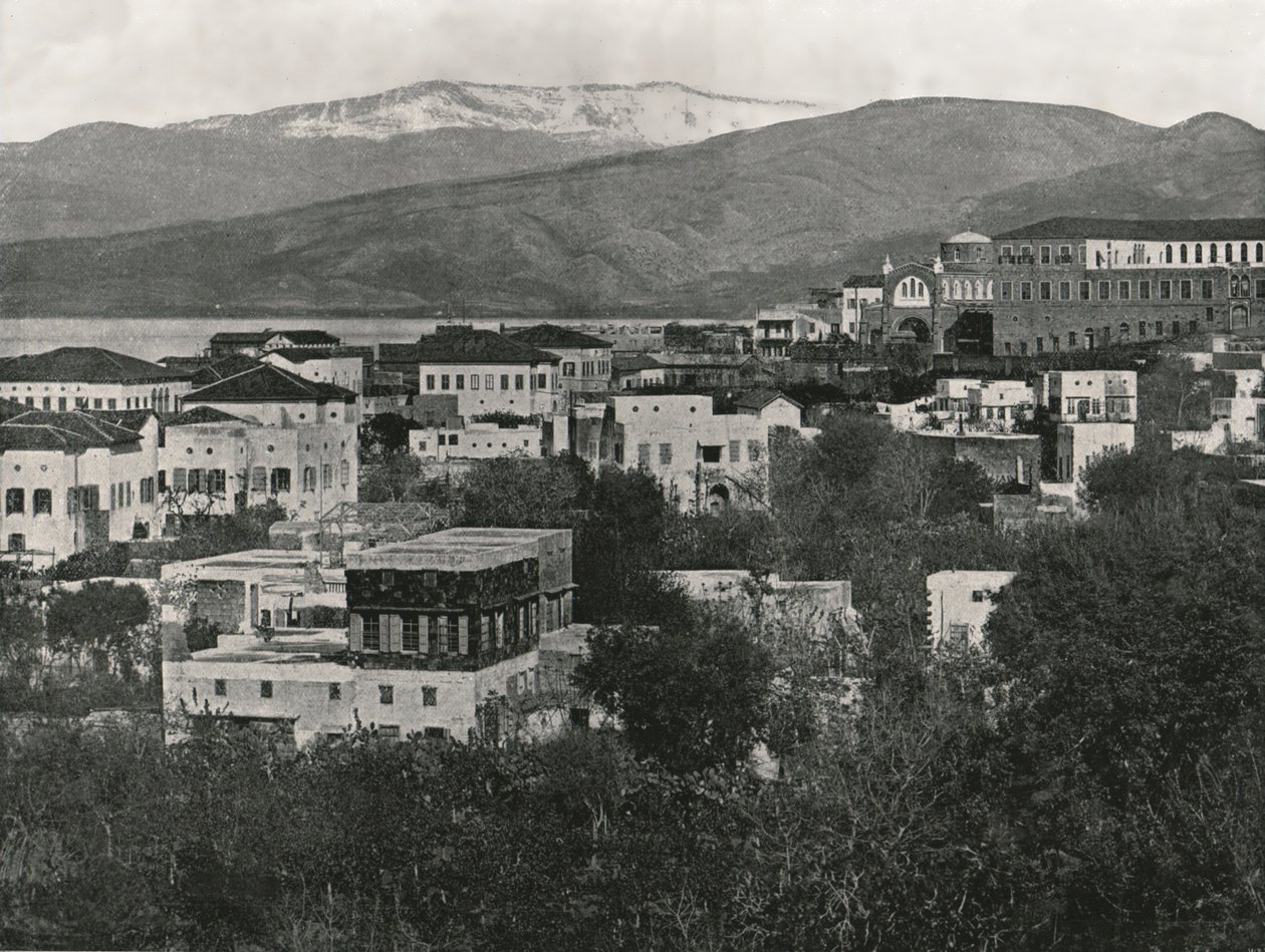 View of the city with Mount Lebanon, Beirut, 1895 by W and S Ltd