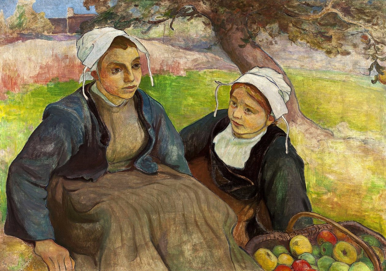 Two Breton Women with a Basket of Apples by Władysław Ślewiński