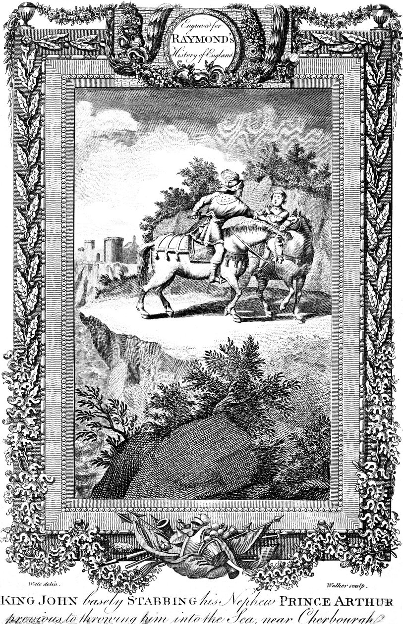 King John stabbing his nephew Prince Arthur by Walker