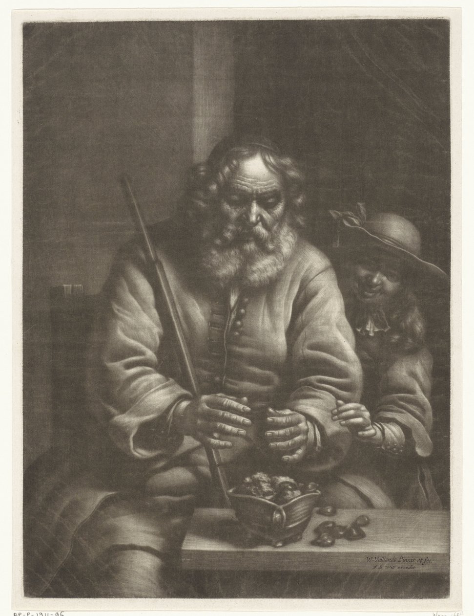 Old Man Warming His Hands by Wallerant Vaillant