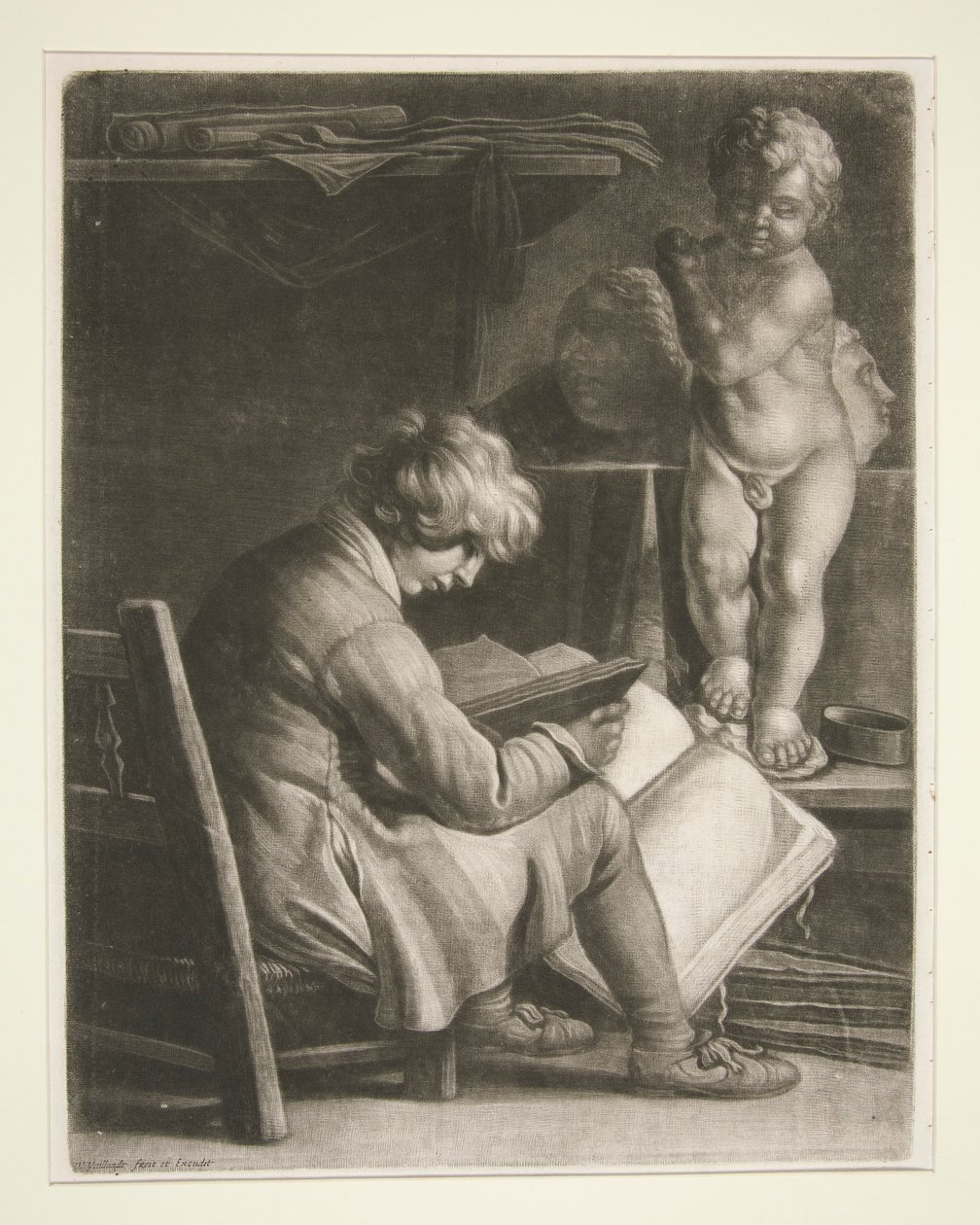Young Man with a Statue of Cupid by Wallerant Vaillant