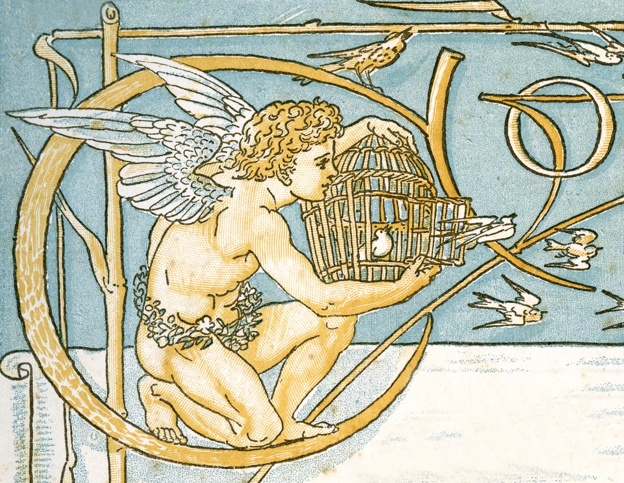 Angel Offering a Wicker Cage with an Open Door Allowing the Song Birds to Escape (Contents page design of 