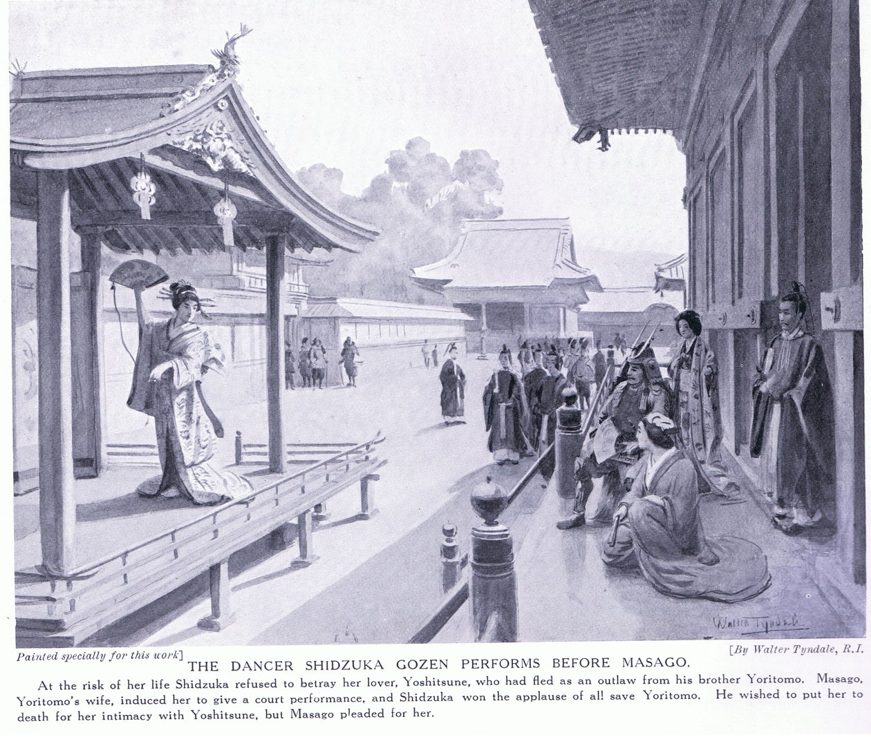 The dancer Shidzuka Gozen performs before Masago by Walter Frederick Roofe Tyndale