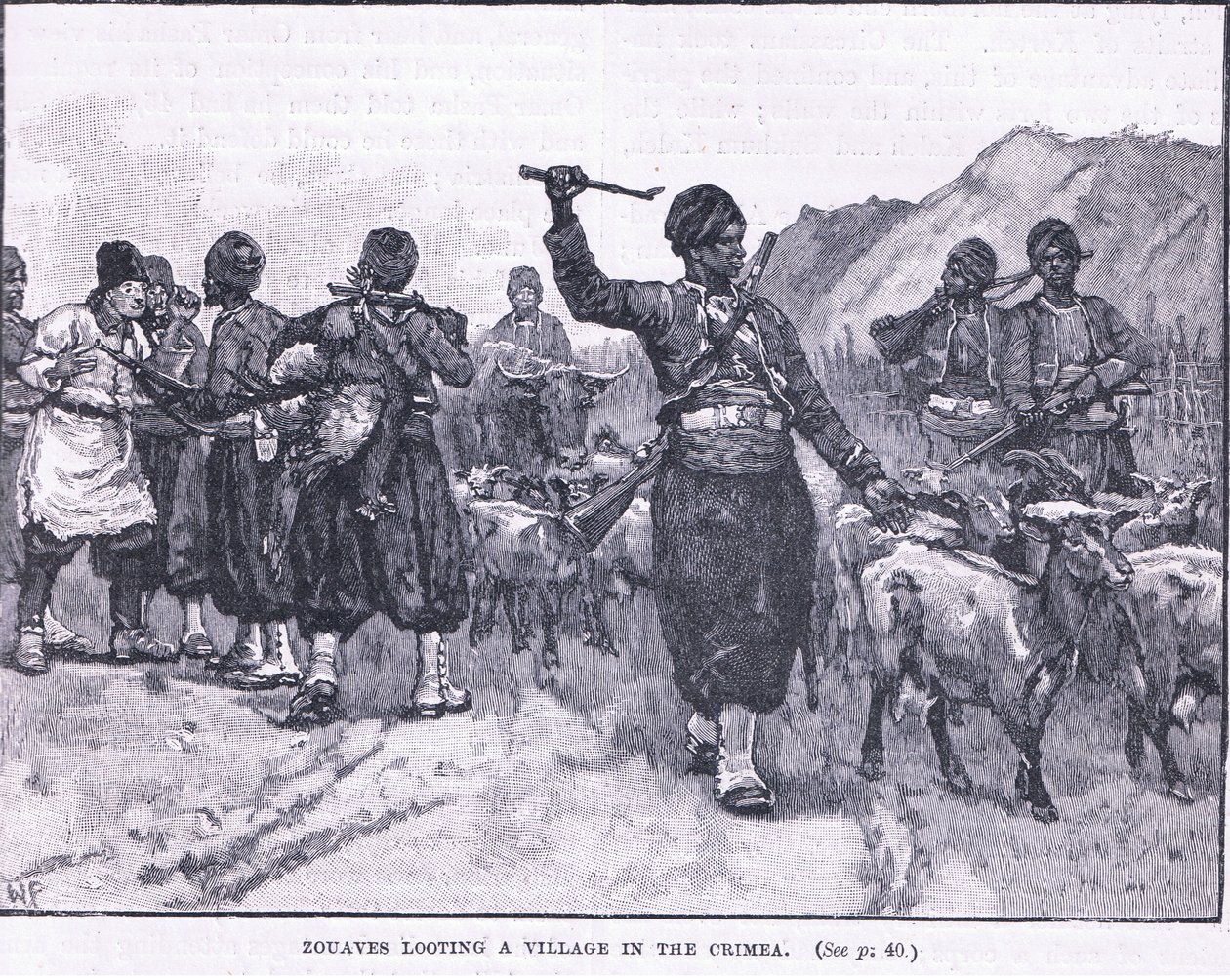 Zouves looting a village in the Crimea by Walter Paget