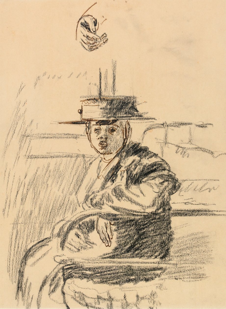 Seated Woman with a Straw Boater by Walter Richard Sickert