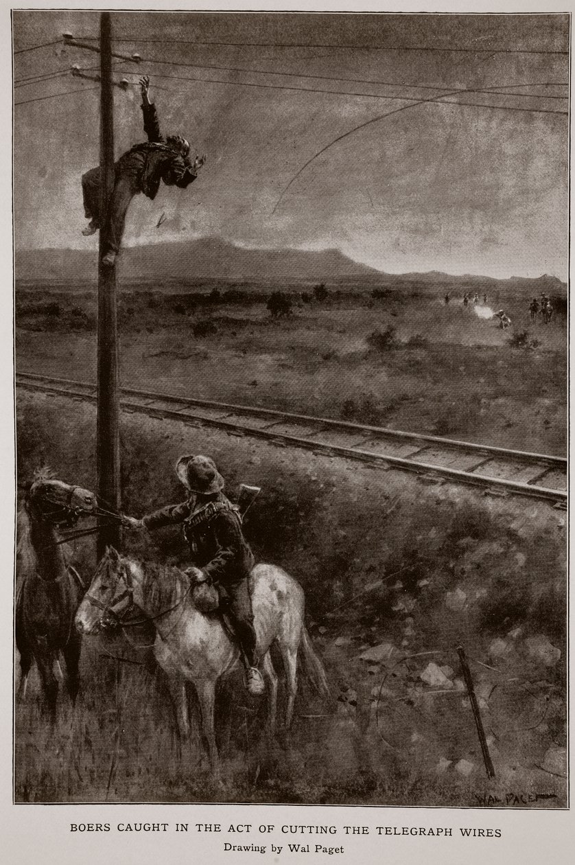 Boers Caught in the Act of Cutting the Telegraph Wires by Walter Stanley Paget