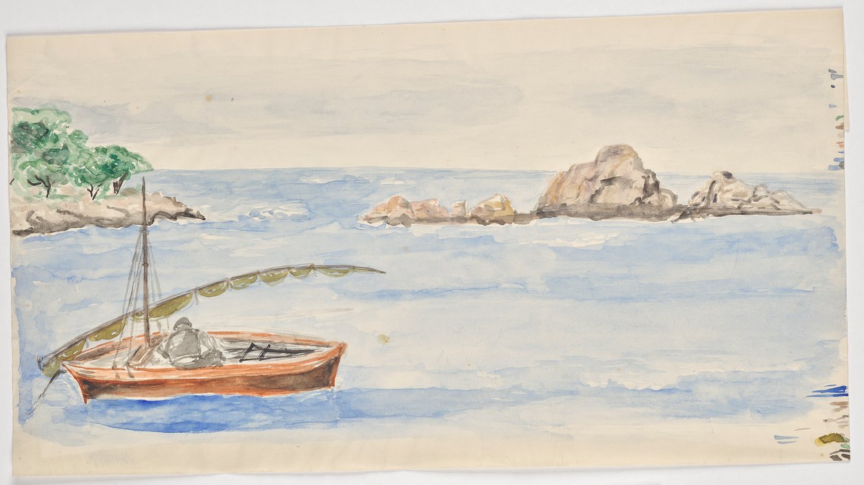 Man in Sailboat on the Coast in Florida (?) by Walter Barwig