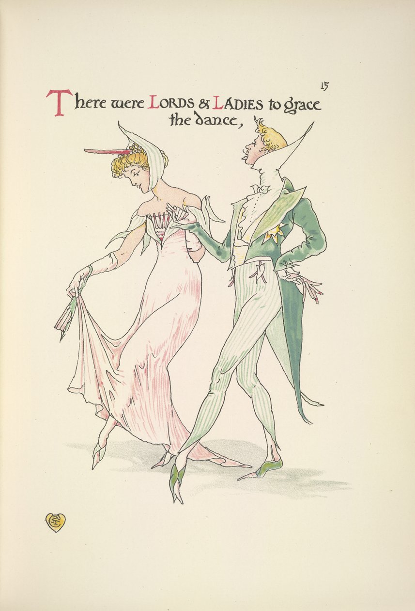 A young man and woman preparing to dance by Walter Crane