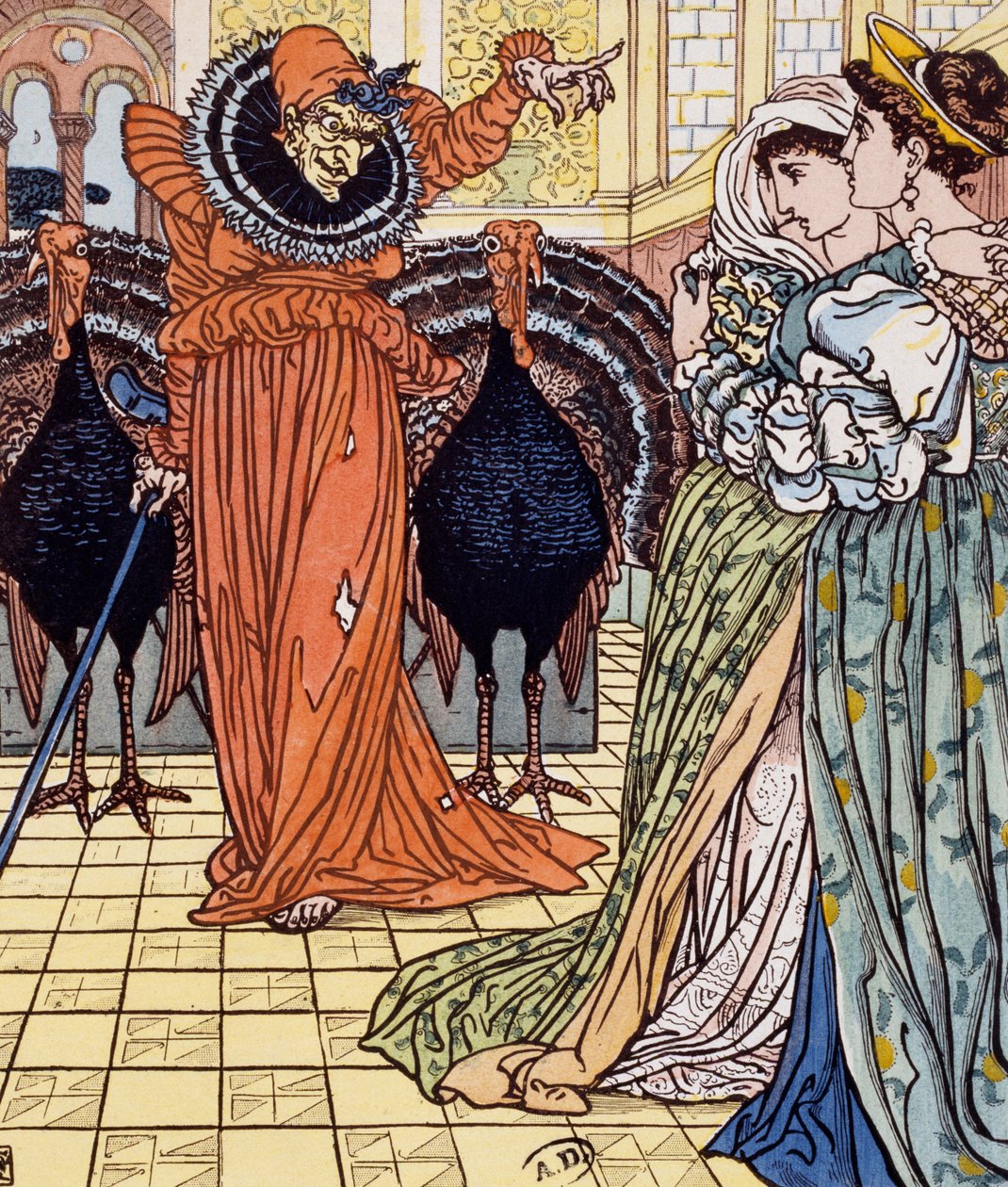 Apparition of witch accompanied by two peacocks, Engraving from drawing by Walter Crane (1845-1915) by Walter Crane