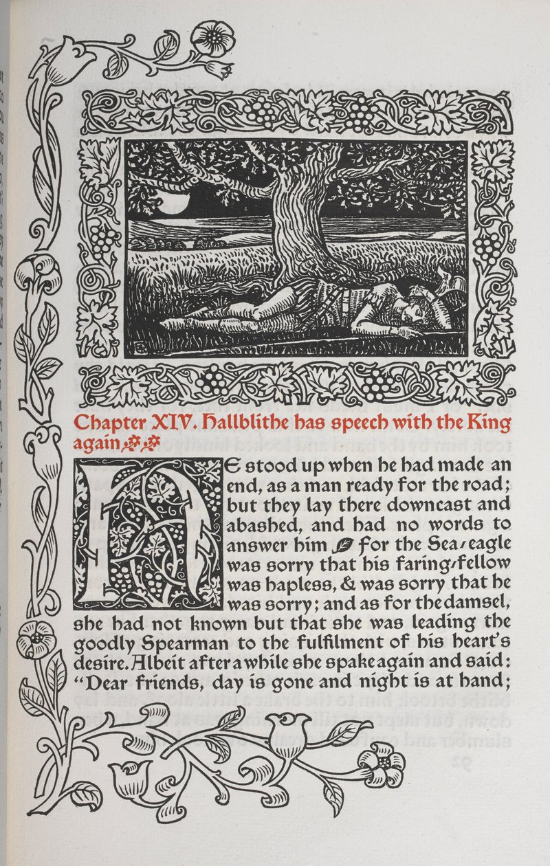 Chapter XIV. Hallblithe Has Speech with the King Again. Figure of a Man Sleeping Under a Tree. by Walter Crane