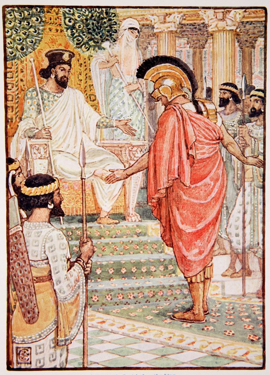 He stood silent before the king, illustration from 