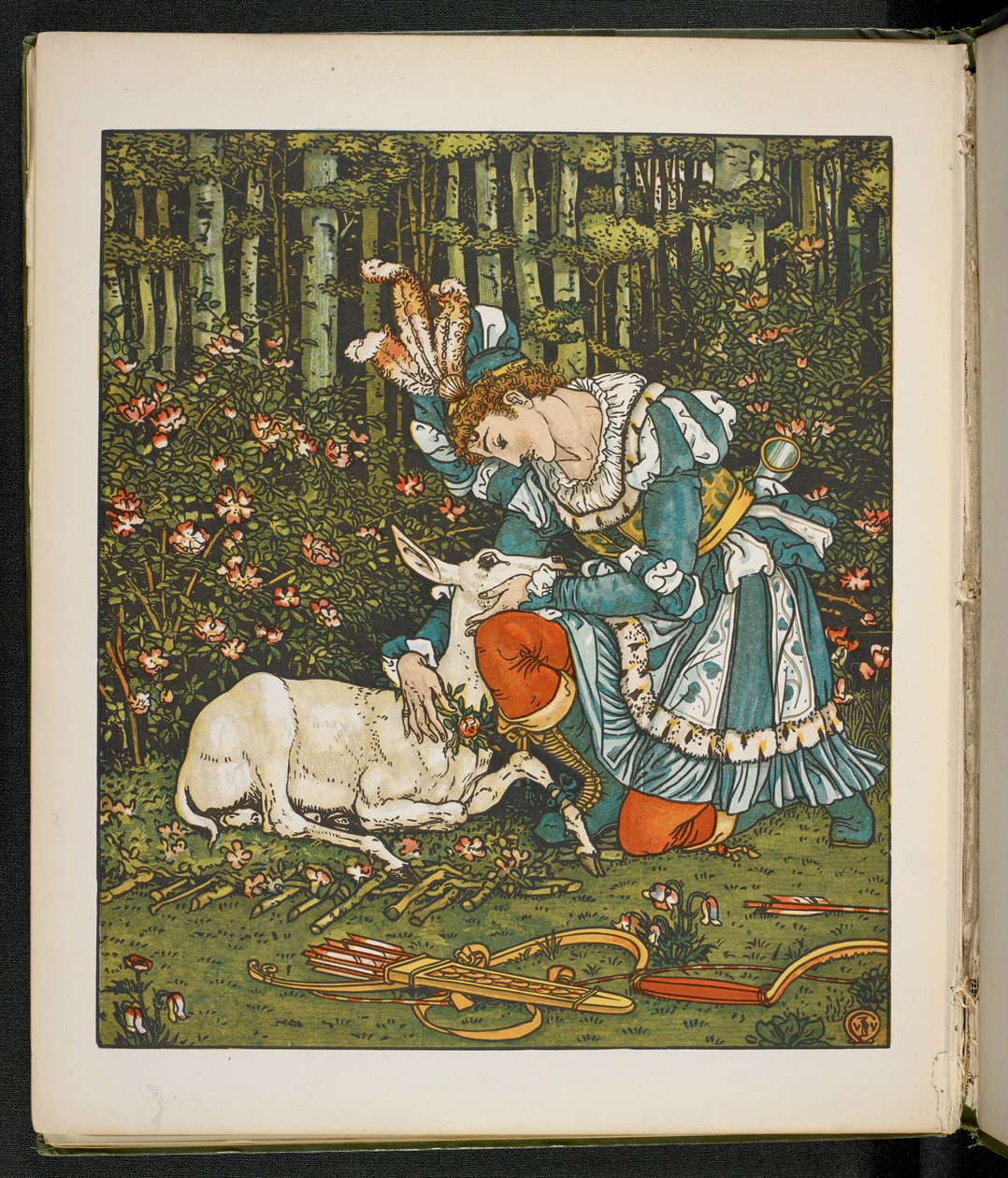 Illustration for the story, the Hind in the wood by Walter Crane