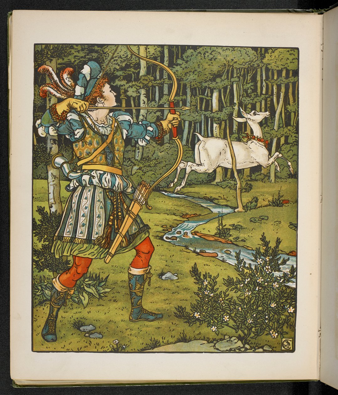 Illustration for the story, the Hind in the wood by Walter Crane