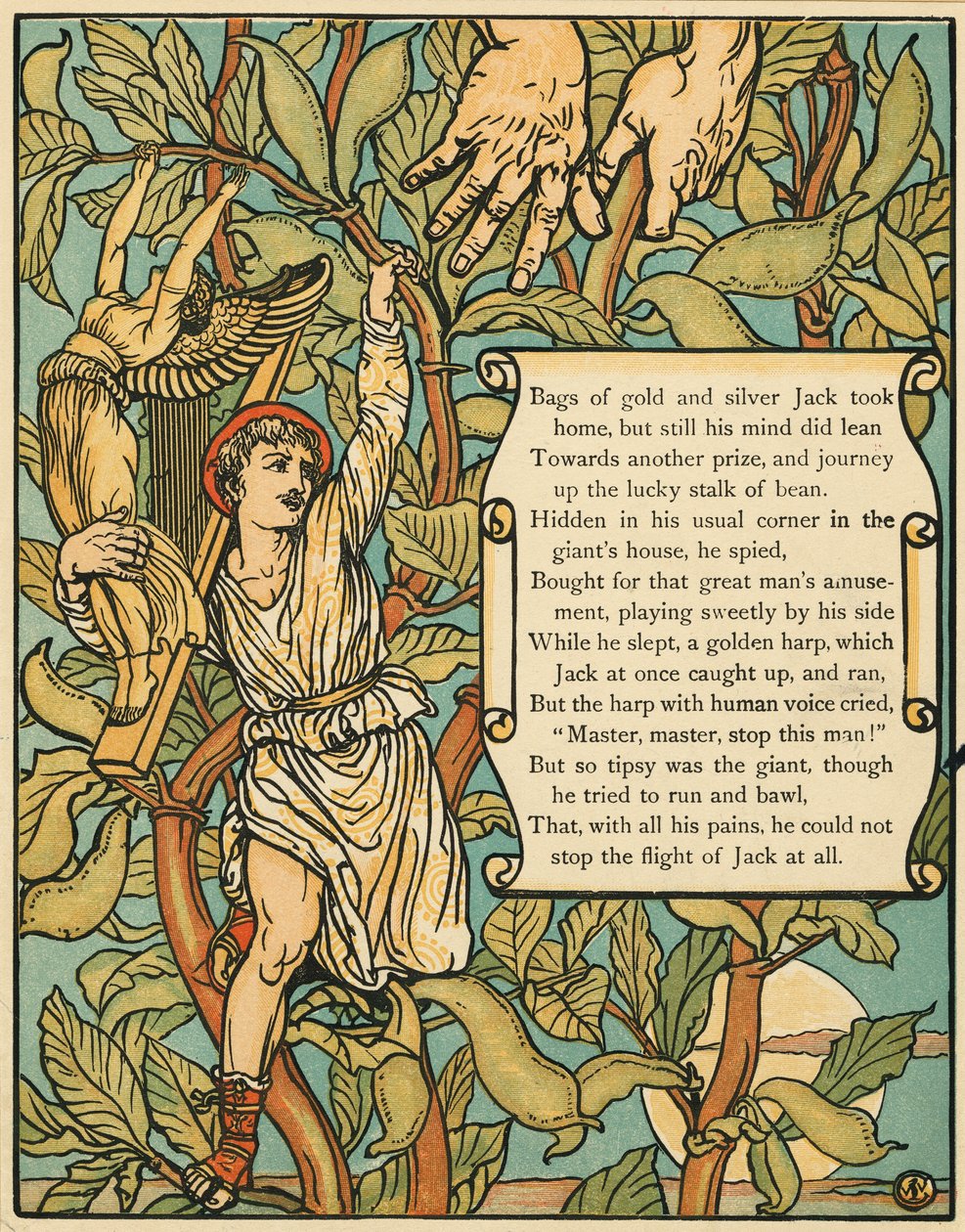 Jack Descending the Beanstalk from Jack and the Beanstalk by Walter Crane