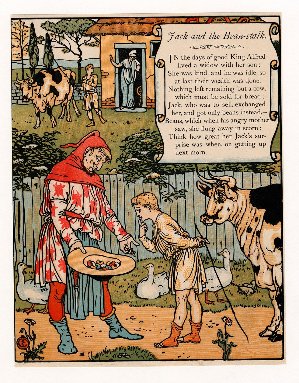 Jack Sells His Cow for Beans, from The Blue Beard Picture Book, 1879 by Walter Crane