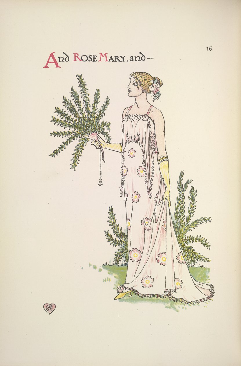 Rose Mary, a Young Woman Holding a Plant by Walter Crane