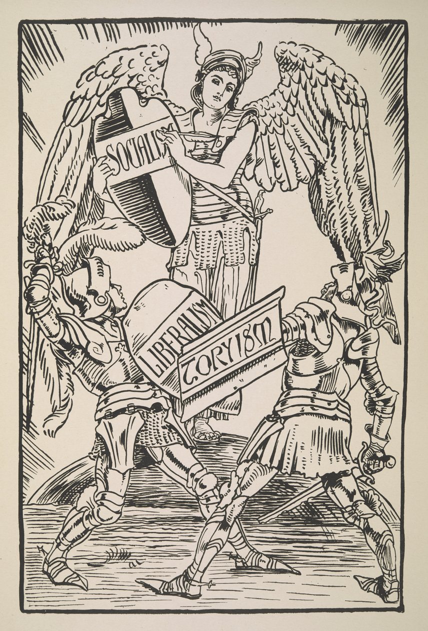 Socialism, Liberalism and Toryism, from Cartoons for the Cause by Walter Crane