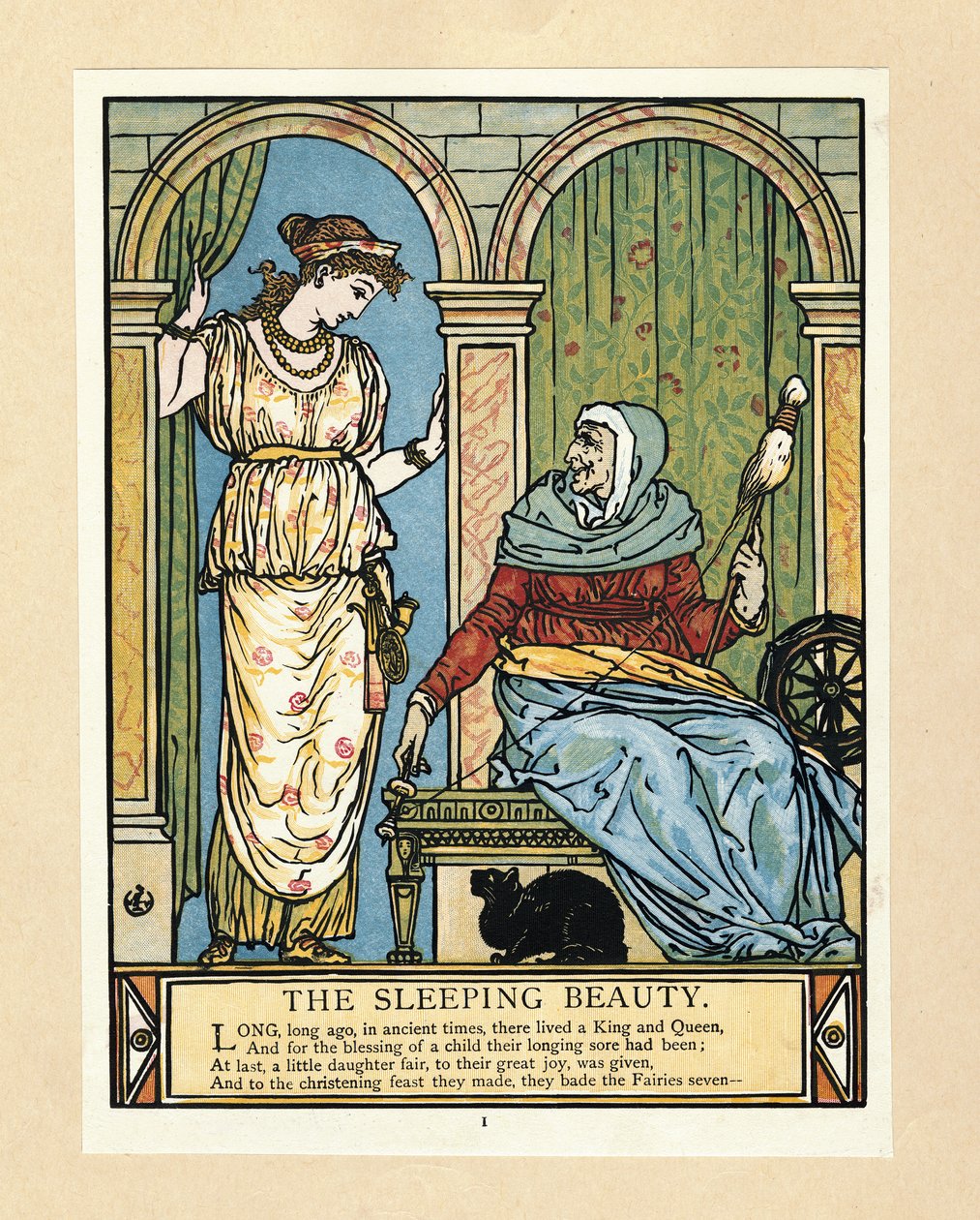 The Princess Learns to Spin, from The Blue Beard Picture Book by Walter Crane